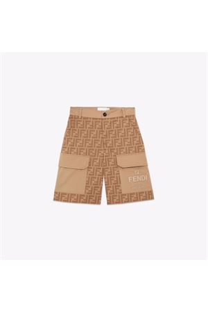 Beige stretch gabardine junior Bermudas FENDI KIDS | JMF462AQSPF1F4G